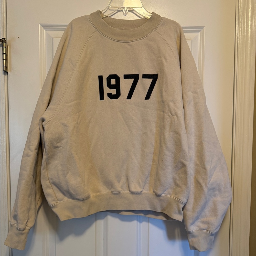 Essentials Crewneck Sweater - Beige with Black